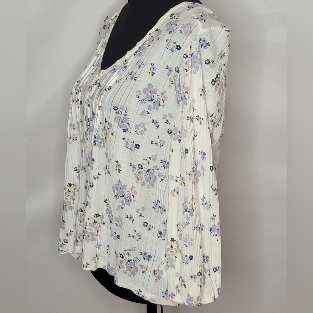 Lucky Brand Floral Long Sleeve Peasant Top - Size M - Picture 2 of 7